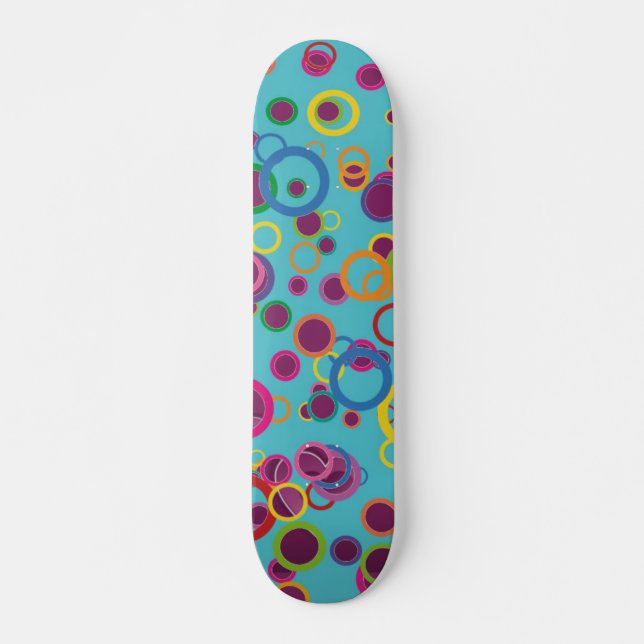 Farbenfrohe Kreise Skateboard (Vorne)