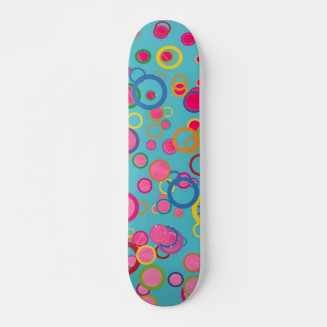 Farbenfrohe Kreise Skateboard (Vorne)