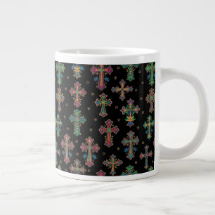 Farbenfrohe Kreuze / Glaube, aber auf unterhaltsam Jumbo-Tasse