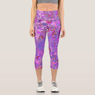 Farbenfrohe Krimson, Magenta und Blue Wildblumen Capri Leggings