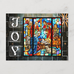 Farbenfrohe Krippe Postkarte