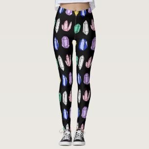 Farbenfrohe Kristallmuster Schwarz Leggings