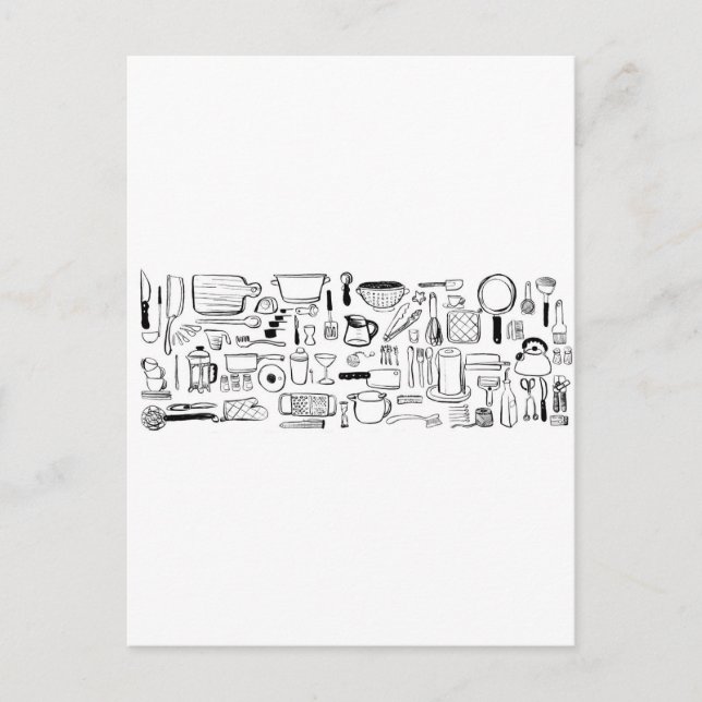 Farbenfrohe Küchenmuster Postkarte (Vorderseite)