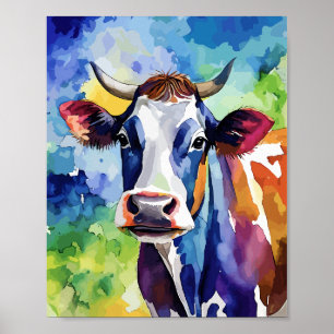 Farbenfrohe Kuh Popart Poster