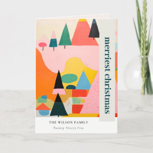 Farbenfrohe, kühne Retro Abstrakte Weihnachtslands Feiertagskarte