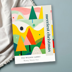 Farbenfrohe, kühne Retro Abstrakte Weihnachtslands Feiertagskarte