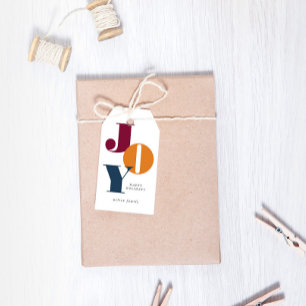 Farbenfrohe, kühne, schreibende Joy Holiday-Gesche Geschenkanhänger