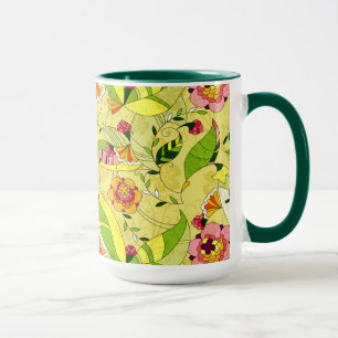 Farbenfrohe Kunst-Deko Floral Collage Tasse