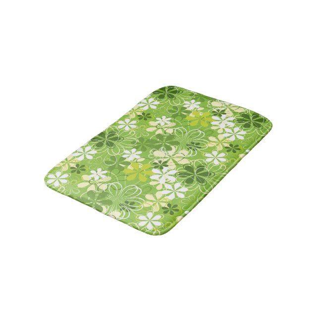 Farbenfrohe Kunst Illustration Natur Blumenmuster Badematte (Schrägansicht)