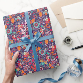 Farbenfrohe Kunst Illustration Natur Blumenmuster Geschenkpapier