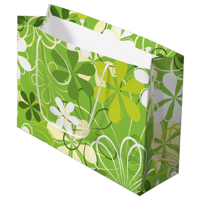 Farbenfrohe Kunst Illustration Natur Blumenmuster Große Geschenktüte (Vorderseite Schrägansicht)