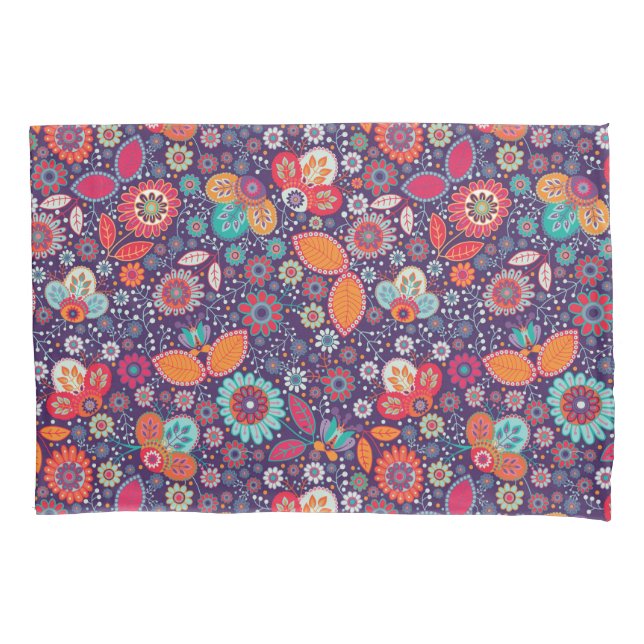 Farbenfrohe Kunst Illustration Natur Blumenmuster Kissenbezug (Vorderseite)