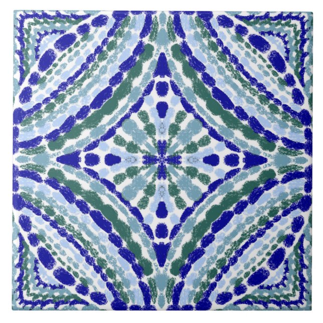Farbenfrohe Kunsthandwerker blaugrüne Mosaik-Handg Fliese (Vorderseite)