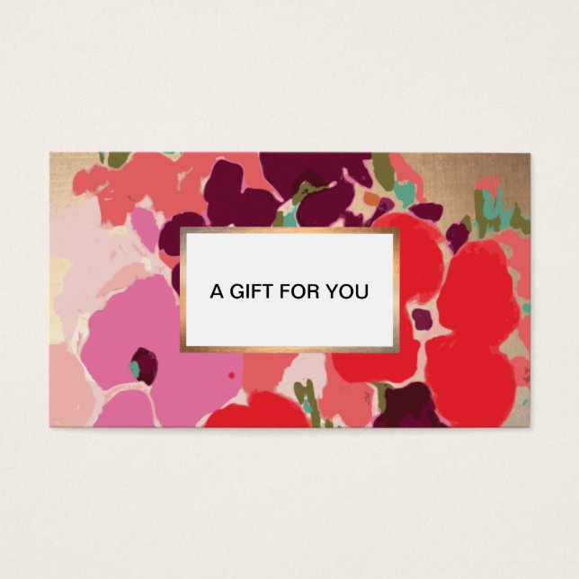 Farbenfrohe Kunsthandwerkskarte mit floraler Gold- (Vorderseite)