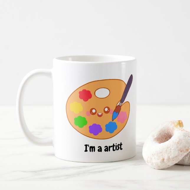 Farbenfrohe Künstlerin Paint Kaffeetasse (Mit Donut)