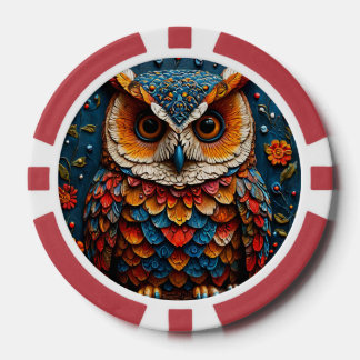 Farbenfrohe künstlerische Eule Pokerchips