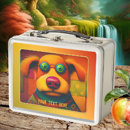 Farbenfrohe künstlerische Funny Dog Metall Brotdose