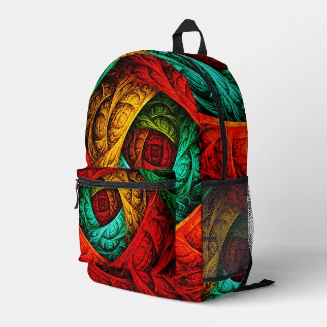 Farbenfrohe künstlerische Moderne Abstrakte Kunst  Bedruckter Rucksack (Rückseitige Ecke Rechts)