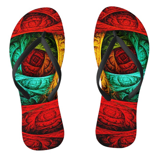 Farbenfrohe künstlerische Moderne Abstrakte Kunst  Flip Flops (Fußbett)