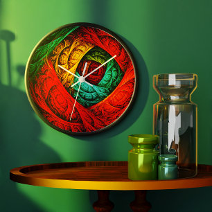 Farbenfrohe künstlerische Moderne Abstrakte Kunst  Große Wanduhr