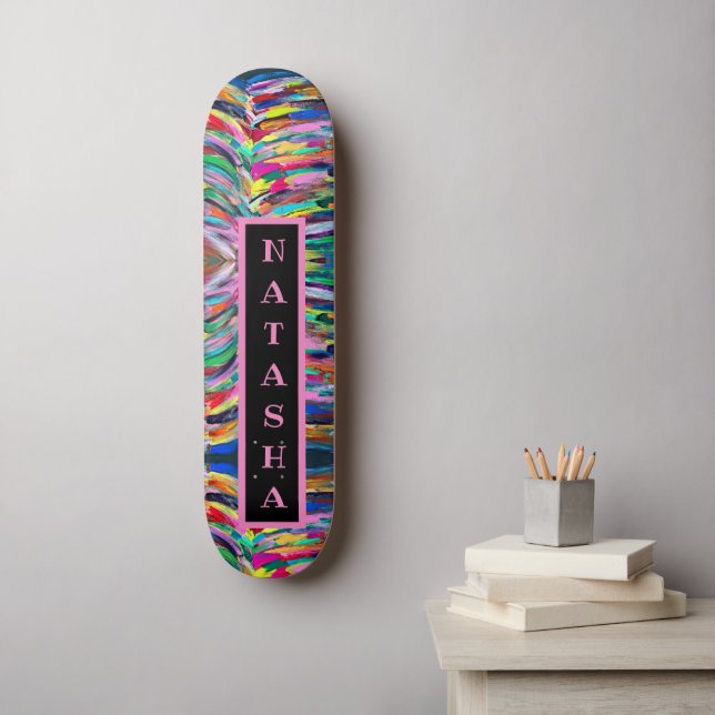Farbenfrohe Künstlerpalette Skateboard (Wandkunst)
