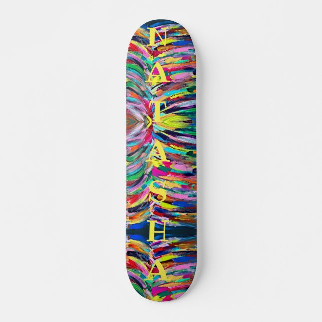 Farbenfrohe Künstlerpalette Skateboard (Vorne)
