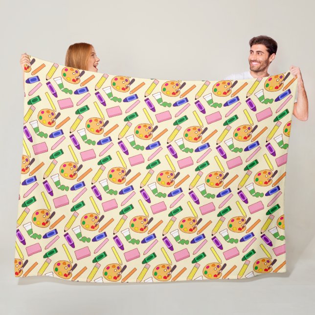 Farbenfrohe Kunstmaterialien Fleecedecke (Beispiel)