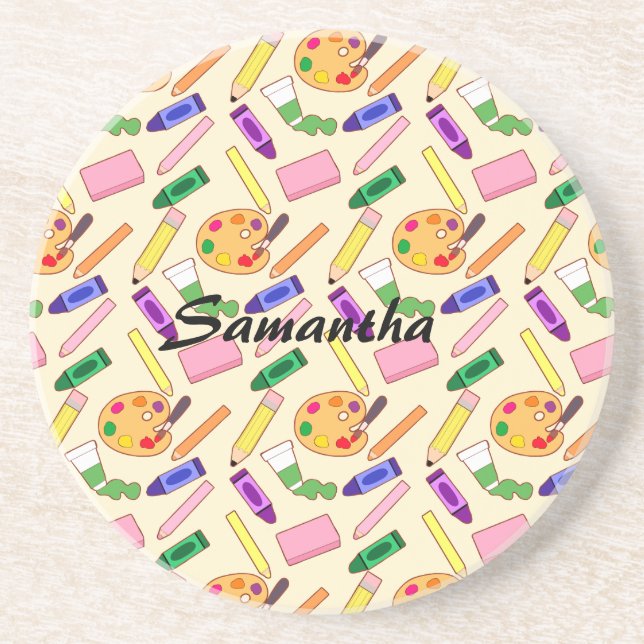 Farbenfrohe Kunstmaterialien Getränkeuntersetzer (Vorne)