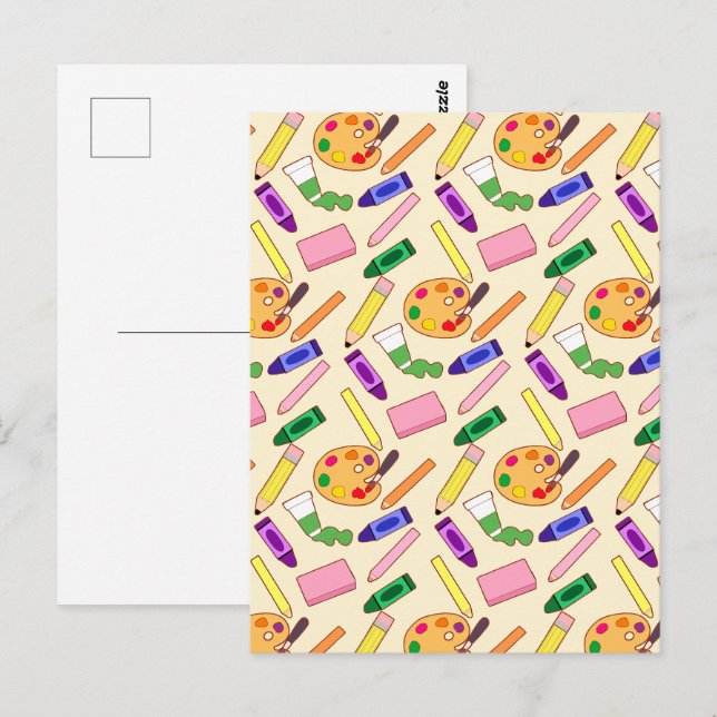 Farbenfrohe Kunstmaterialien Postkarte (Vorne/Hinten)