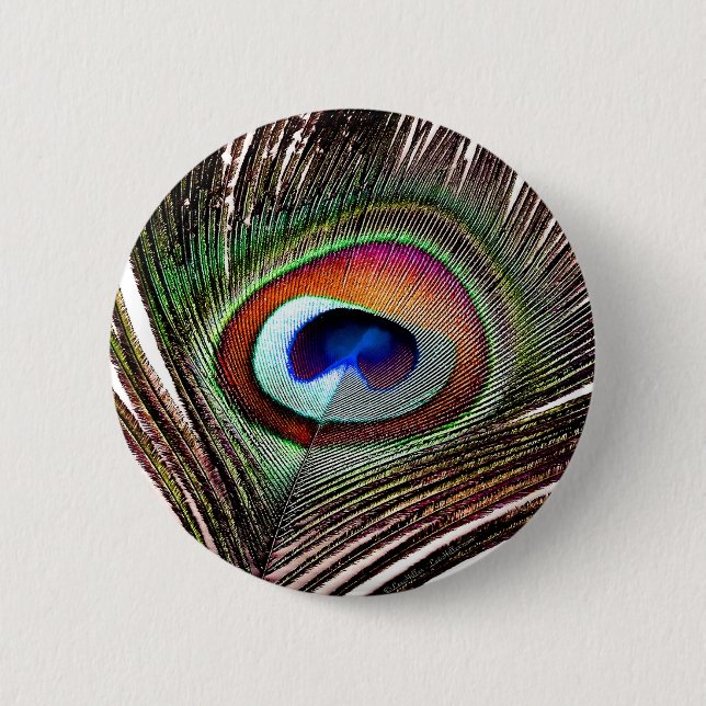 Farbenfrohe Kupfer Peacock Feaather Button (Vorderseite)