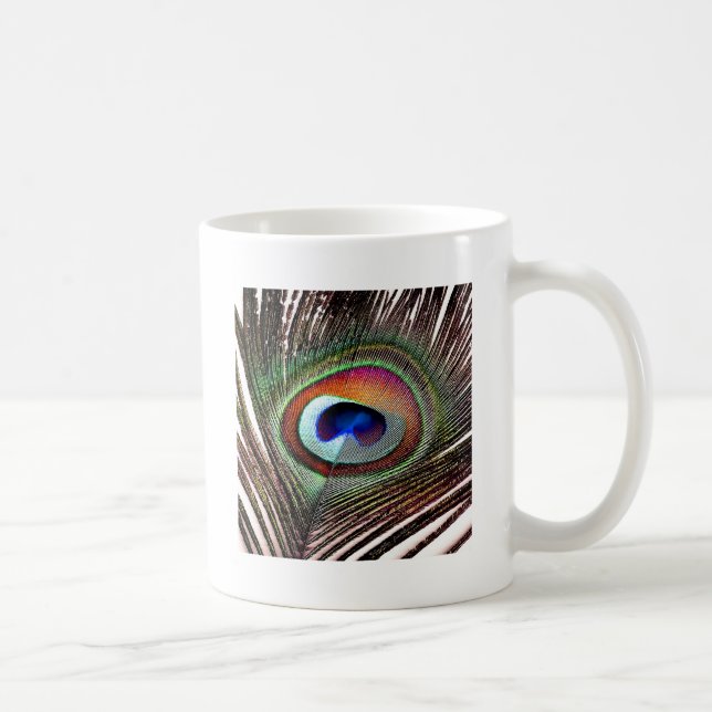 Farbenfrohe Kupfer Peacock Feaather Kaffeetasse (Rechts)