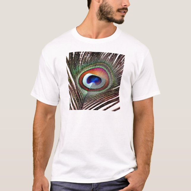 Farbenfrohe Kupfer Peacock Feaather T-Shirt (Vorderseite)
