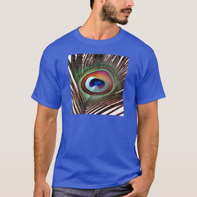 Farbenfrohe Kupfer Peacock Feaather T-Shirt (Vorderseite)
