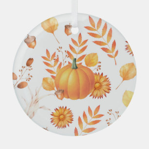 Farbenfrohe Kürbis im Oktober Herbstmuster Ornament Aus Glas