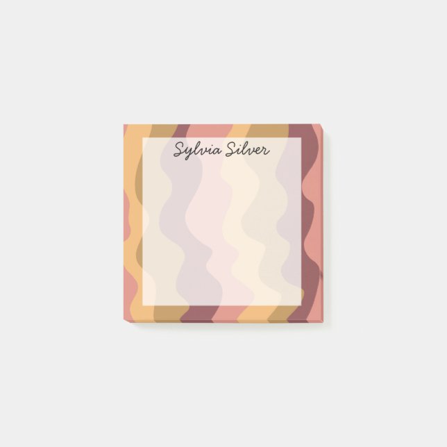Farbenfrohe Kurven CUSTOM Chic Monogramm Personali Post-it Klebezettel (Vorderseite)