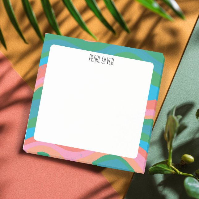 Farbenfrohe Kurven CUSTOM Chic Monogramm Personali Post-it Klebezettel (Colorful Curves CUSTOM Chic Monogram Personalized Post-it Notes
)