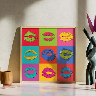 Farbenfrohe Kusslippen Poster
