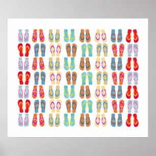 Farbenfrohe KüstenSummer Beach Flip Flops Poster