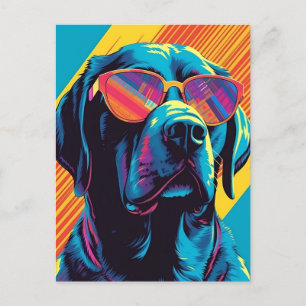 Farbenfrohe Labrador mit Sonnenbrille Postkarte