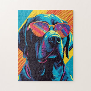 Farbenfrohe Labrador mit Sonnenbrille Puzzle