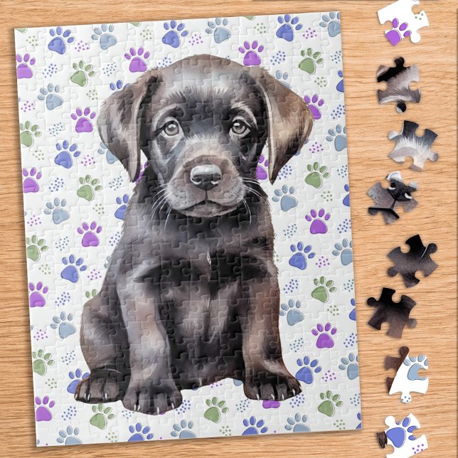 Farbenfrohe Labrador Retriever Puppy Paw Prints Puzzle (Von Creator hochgeladen)