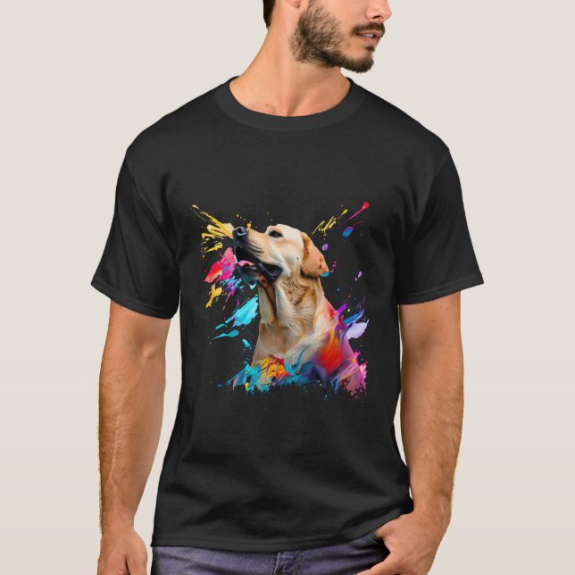 Farbenfrohe Labrador-Splashes Abstrakte Kunst D T-Shirt (Vorderseite)