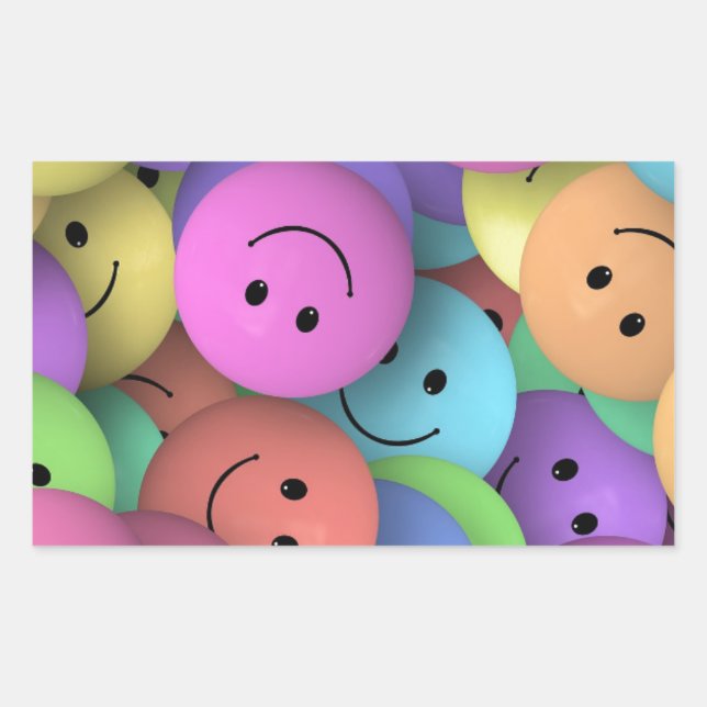 Farbenfrohe Lächelgegenstände Rechteckiger Aufkleber (Vorderseite)