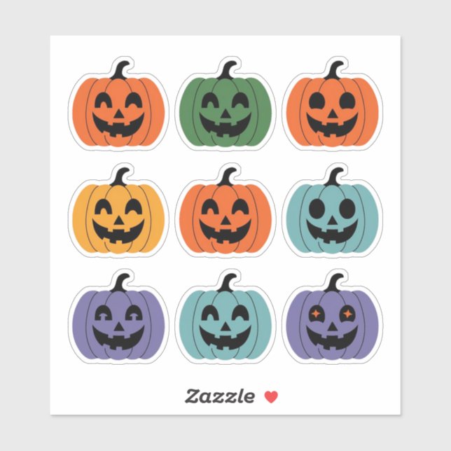 Farbenfrohe Lächelnde Pumpkins Scrapbook Aufkleber (Blatt)