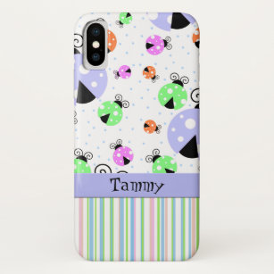 Farbenfrohe Ladybugs und Streifen Case-Mate iPhone Hülle