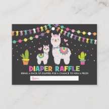 Farbenfrohe Lama Babydusche Fiesta Diaper Raffle