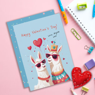 Farbenfrohe Lama Kids Klassenzimmer Valentinstag Karte
