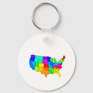 Farbenfrohe Landkarte der USA Schlüsselanhänger