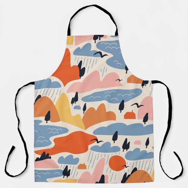 Farbenfrohe Landschaft, Berge, Seen, nahtlos. Schürze (Vorderseite)