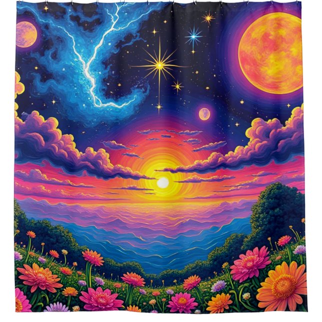 Farbenfrohe Landschaft Duschvorhang (Vorderseite)